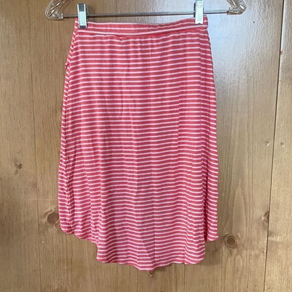Cotton Elastic Waist Pink Striped Wrap Skirt XS - Picture 2 of 3